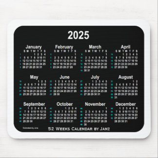 2025 Black Neon 52 Weeks kalender från Janz Musmatta