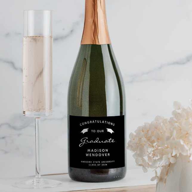 2025 Black White Script Cap Studenten (Skapare uppladdad)