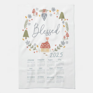 2025 Blsed Tea Towel Calendar Land-utandning Kökshandduk