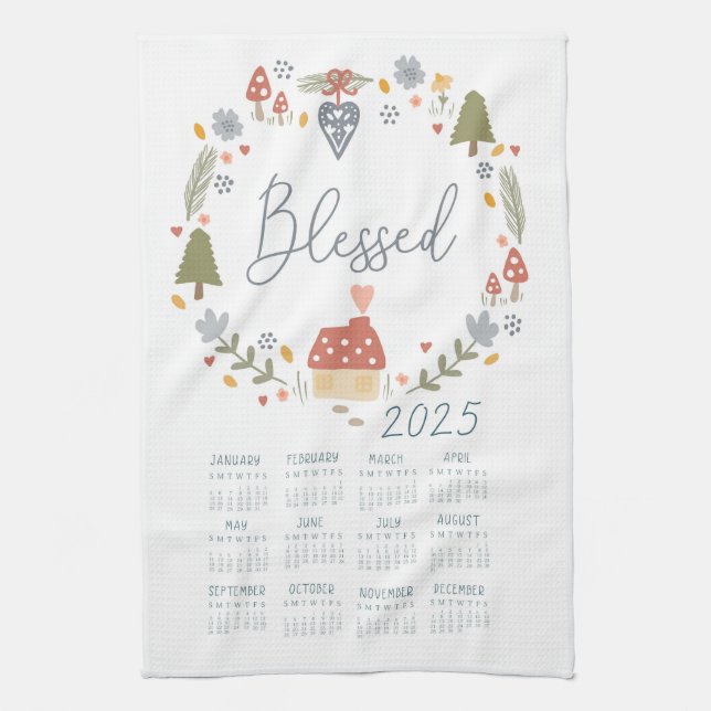 2025 Blsed Tea Towel Calendar Land-utandning Kökshandduk (Vertikal)