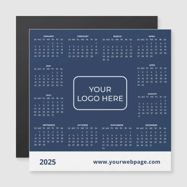 2025 Business Logotyp Blue Magnetic Calendar (Fram/baksida)