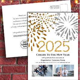 2025 Business Photo Festive Fireworks Guld Glitter Helg Vykort
