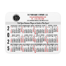 2025 Calendar Anpassningsbar Business Logotyp Namn Magnet