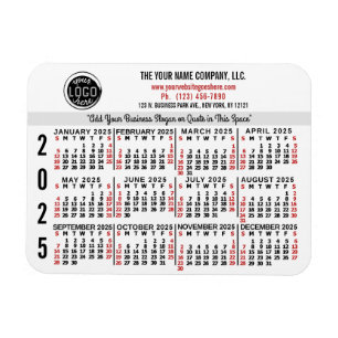 2025 Calendar Anpassningsbar Business Logotyp Namn Magnet