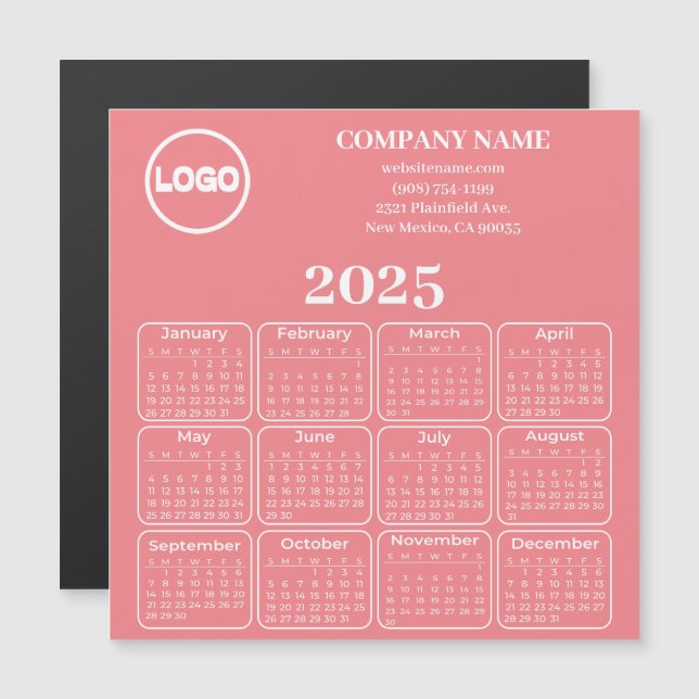 2025 Calendar Anpassningsbar Company Namn & Logoty (Fram/baksida)