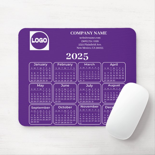 2025 Calendar Anpassningsbar Company Namn & Logoty Musmatta (Med mus)