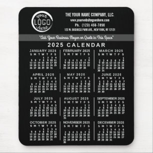 2025 Calendar Black Anpassningsbar Business Logoty Musmatta