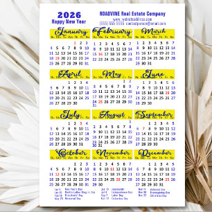 2025 Calendar Blue Script Simple Business Magnetic