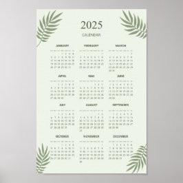 2025 Calendar Boho Blommigt Aesthetic Sage Grönt Poster