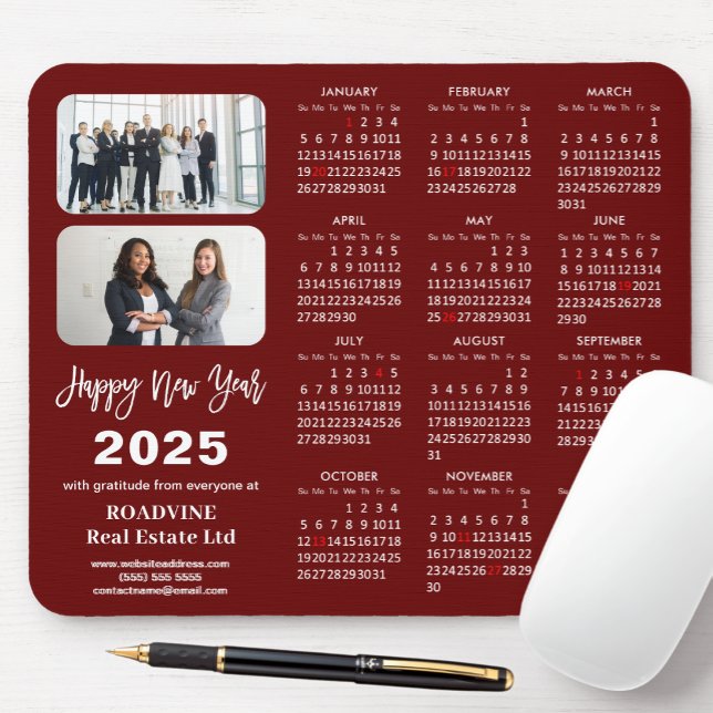 2025 Calendar Business 2 Photo Modern Red Simple Musmatta (Skapare uppladdad)