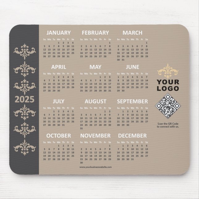 2025 Calendar Business Logo QR Code Latte Baroque Musmatta (Framsidan)