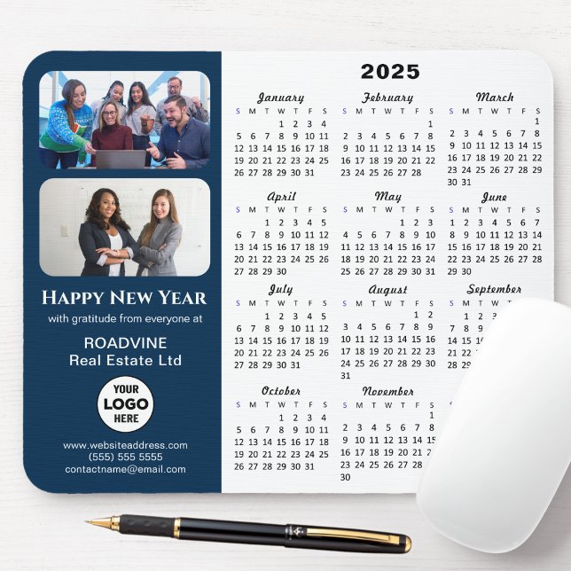 2025 Calendar Business Logotyp 2 Foto Modern Blue Musmatta (Skapare uppladdad)