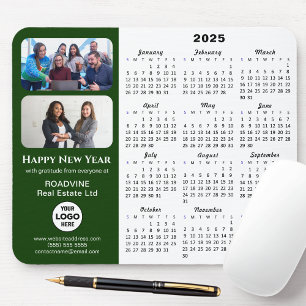 2025 Calendar Business Logotyp 2 Photo Modern Grön Musmatta