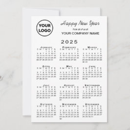 2025 Calendar Business Logotyp Black White Gingham Julkort