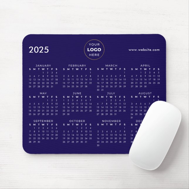 2025 Calendar Business Logotyp Blue Musmatta (Med mus)
