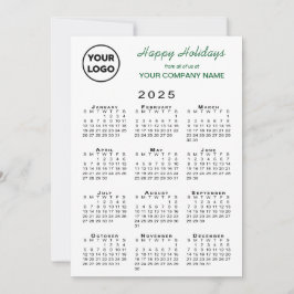 2025 Calendar Business Logotyp Grönt White Gingham Julkort