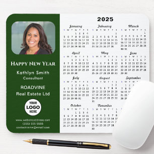 2025 Calendar Business Logotyp Photo Modern Grönt Musmatta