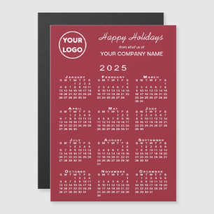 2025 Calendar Business Logotyp Red Helgdag Magnet