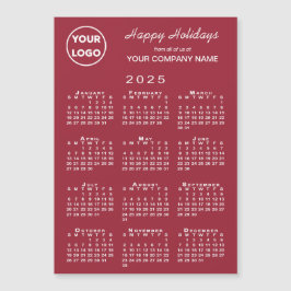 2025 Calendar Business Logotyp Red Helgdag Magnet