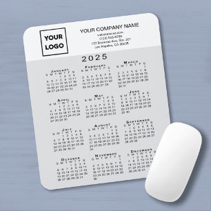2025 Calendar Business Logotyp Text Light Grått Wh Musmatta