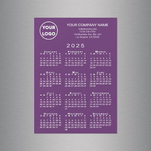 2025 Calendar Business Logotyp Text Lila Magnet