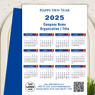2025 Calendar Business Logotyp US Patriotic Blue R Julkort