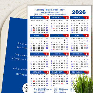 2025 Calendar Business Logotyp US Patriotic Blue R Julkort