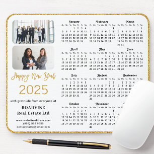 2025 Calendar Business Photo Elegant Guld Glitter Musmatta