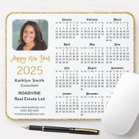 2025 Calendar Business Photo Elegant Guld Glitter