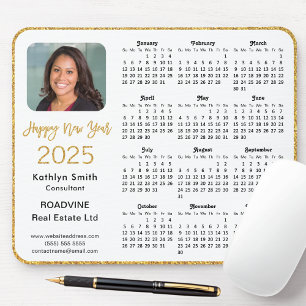 2025 Calendar Business Photo Elegant Guld Glitter Musmatta