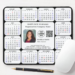 2025 Calendar Business Photo Logotyp QR Modern Bla Musmatta