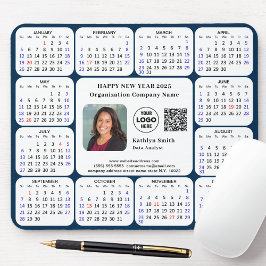 2025 Calendar Business Photo Logotyp QR Modern Blu Musmatta