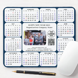 2025 Calendar Business Photo Logotyp QR Modern Blu Musmatta