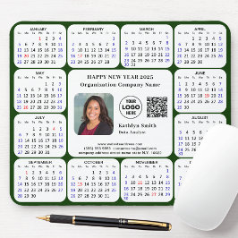2025 Calendar Business Photo Logotyp QR Modern Grö Musmatta