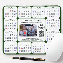 2025 Calendar Business Photo Logotyp QR Modern Grö Musmatta