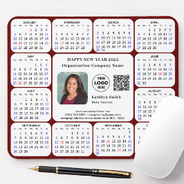 2025 Calendar Business Photo Logotyp QR Modern Red Musmatta