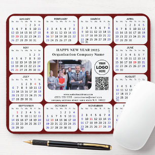 2025 Calendar Business Photo Logotyp QR Modern Red Musmatta