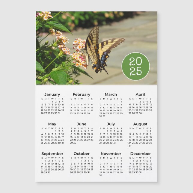 2025 Calendar Butterfly Photo Magnet (Framsida)