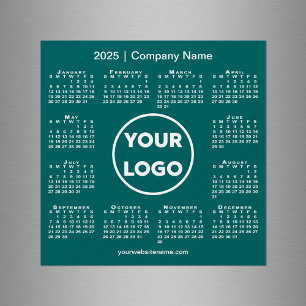 2025 Calendar Company Logotyp on Teal Grönt Magnet