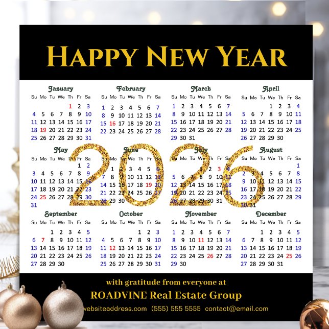 2025 Calendar Guld Black Business Simple Magnetic (Skapare uppladdad)