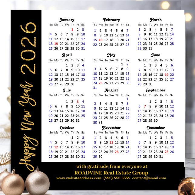 2025 Calendar Guld Black Corporate Magnetic Card (Skapare uppladdad)
