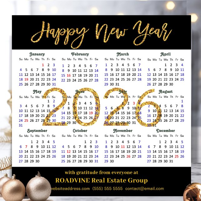 2025 Calendar Guld Black Corporate Magnetic Card (Skapare uppladdad)