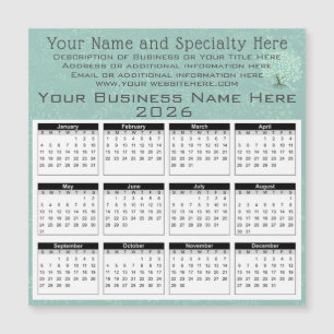 2025 Calendar Heart Löv Träd Blommigt Mint Grönt