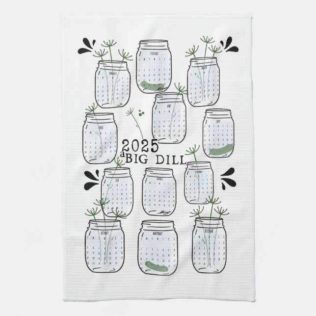 2025 Calendar Kitchen Tea Towel Kökshandduk (Vertikal)