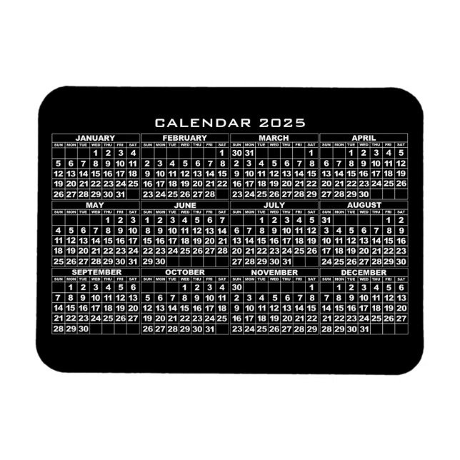 2025 Calendar Magnet Black (Horisontell)
