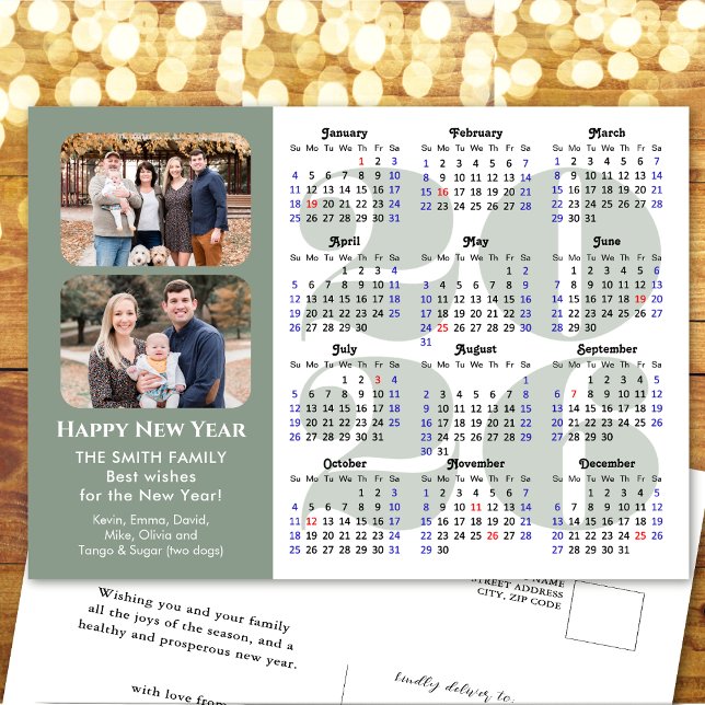 2025 Calendar Modern Black Family Photo Minimalist Helg Vykort (Skapare uppladdad)