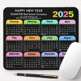 2025 Calendar Modern Black US Helgdagars Corporate Musmatta