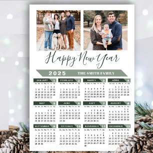 2025 Calendar Modern Sage Grönt 2 Photo Magnetic