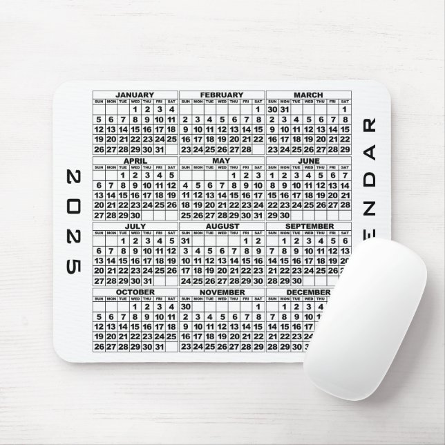 2025 Calendar Mousepad White Musmatta (Med mus)
