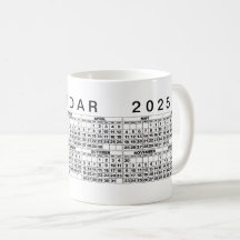 2025 Calendar Mugg Black White
